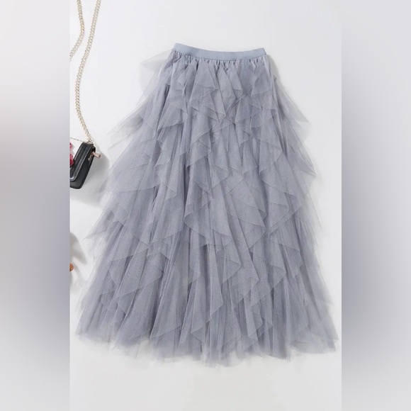 Elegant Gray Tulle Skirt - Picture 2 of 4